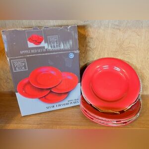 Tabletops Gallery Apple Red Dessert Plates Set of 4
